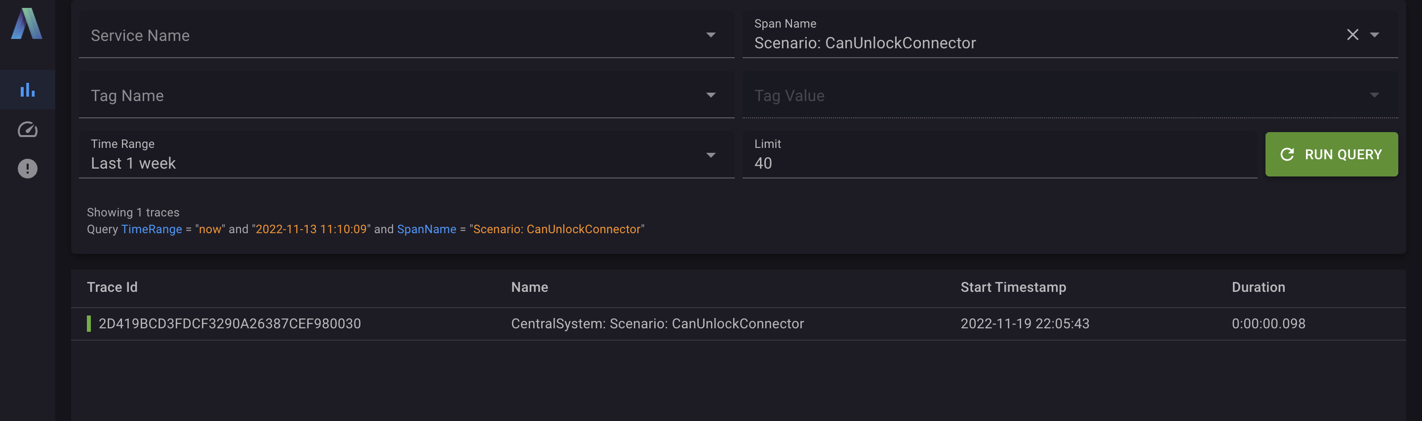 TraceLens trace result list